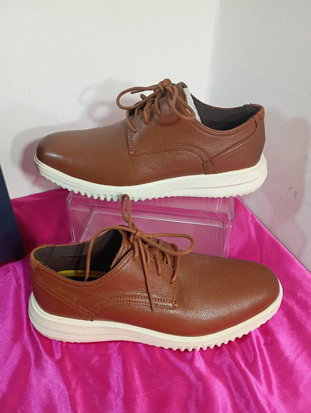 Cole Haan Grand + Plain Toe Oxford Shoes Men's 8M C36935 British Tan Leather New